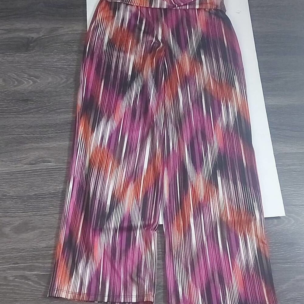 New Directions Wide Leg Multi-color Pants S Vacation Boho Resortwear Prints Rave